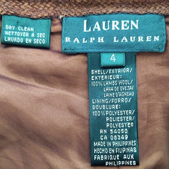 Lauren Ralph Lauren 100% Lambswool Brown Skirt Women's Sz 4 - Picture 3 of 13